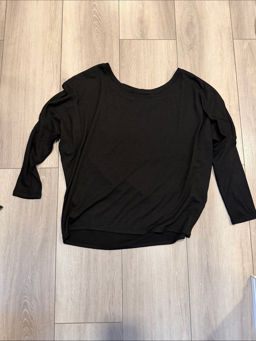 White House Black Market Black Long Sleeve Boatneck Top